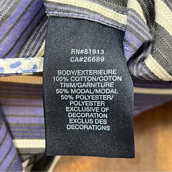 Robert Graham Shirt Mens XL Purple Stripe Button Up Classic Fit Flip Cuff - Picture 15 of 15